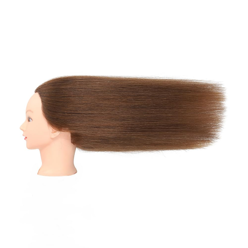 Maniquí ZOMOI con pelo humano marrón para entrenamiento de salón.