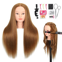 Cabeza ZOMOI con cabello humano real para practicar peinados.
