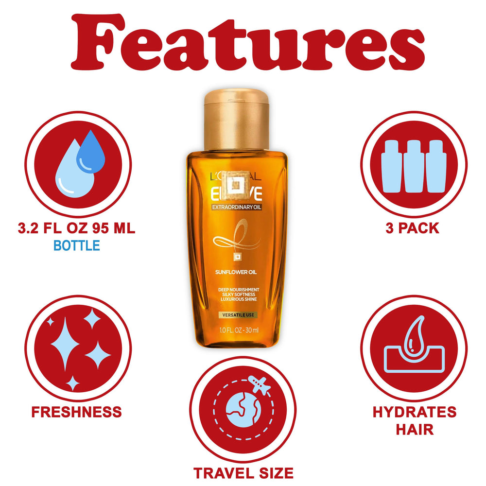 ZompoZ Elvive Extraordinary Oil, pack de 3 para uso diario en casa o viaje