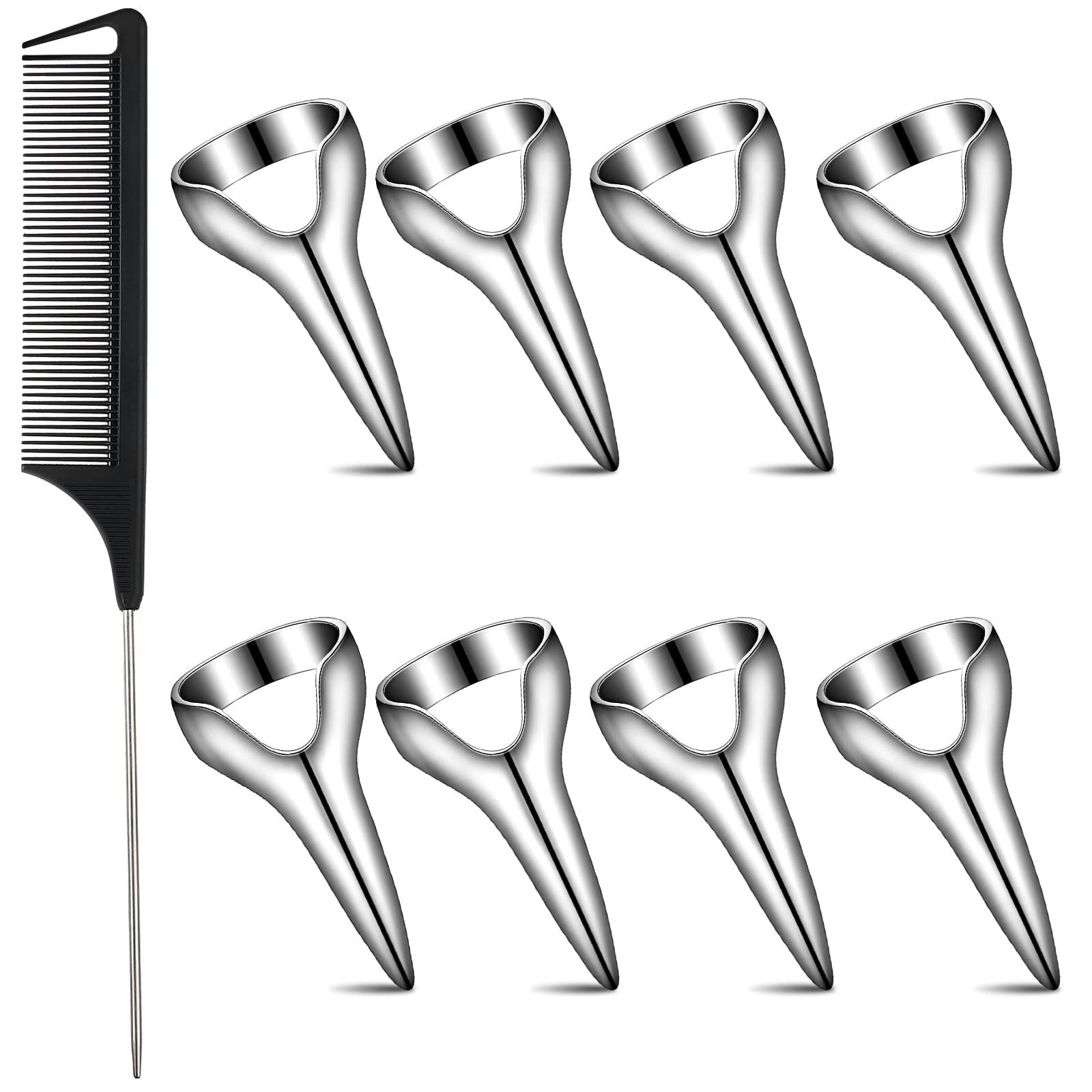 Zopeal: anillos metálicos para separación del cabello, conjunto de 9 piezas de uso diario.