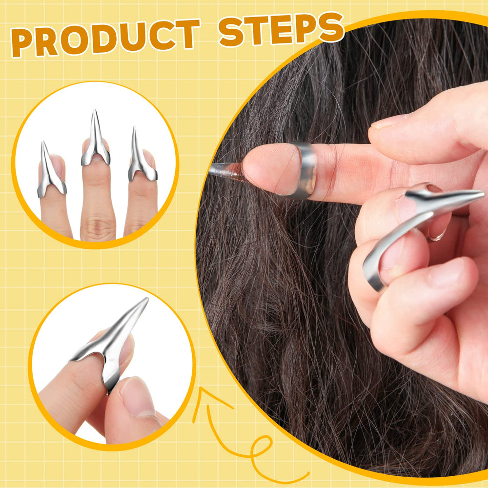 Zopeal: manos usando anillos metálicos para crear trenzas rápidas.