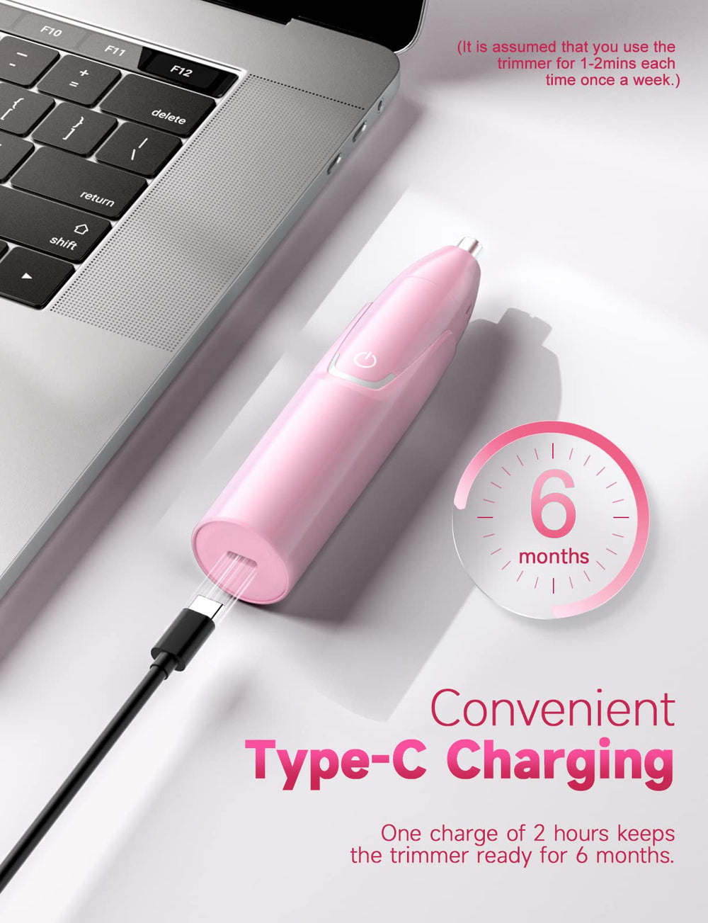 ZORAMI carga USB-C en rosa, lista para viajes sin cables.