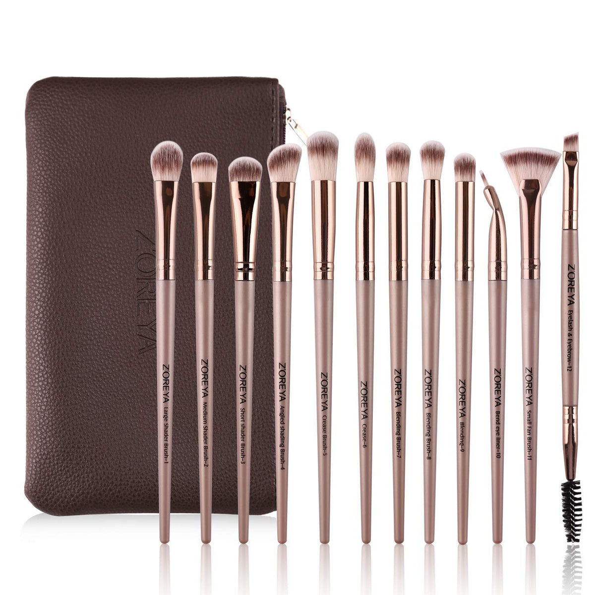 Z'OREYA brochas de ojos 12 piezas, acabado dorado, difuminado de sombras con precisión.