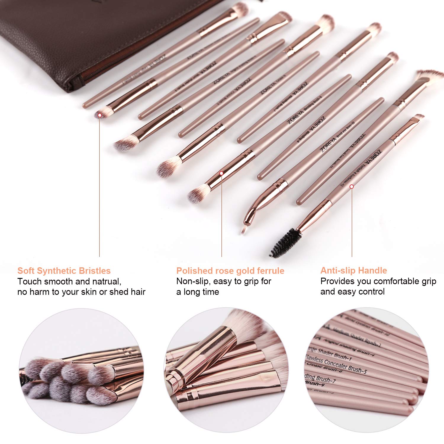 Z'OREYA brochas para delineado de ojos, kit profesional adaptable para principiantes.