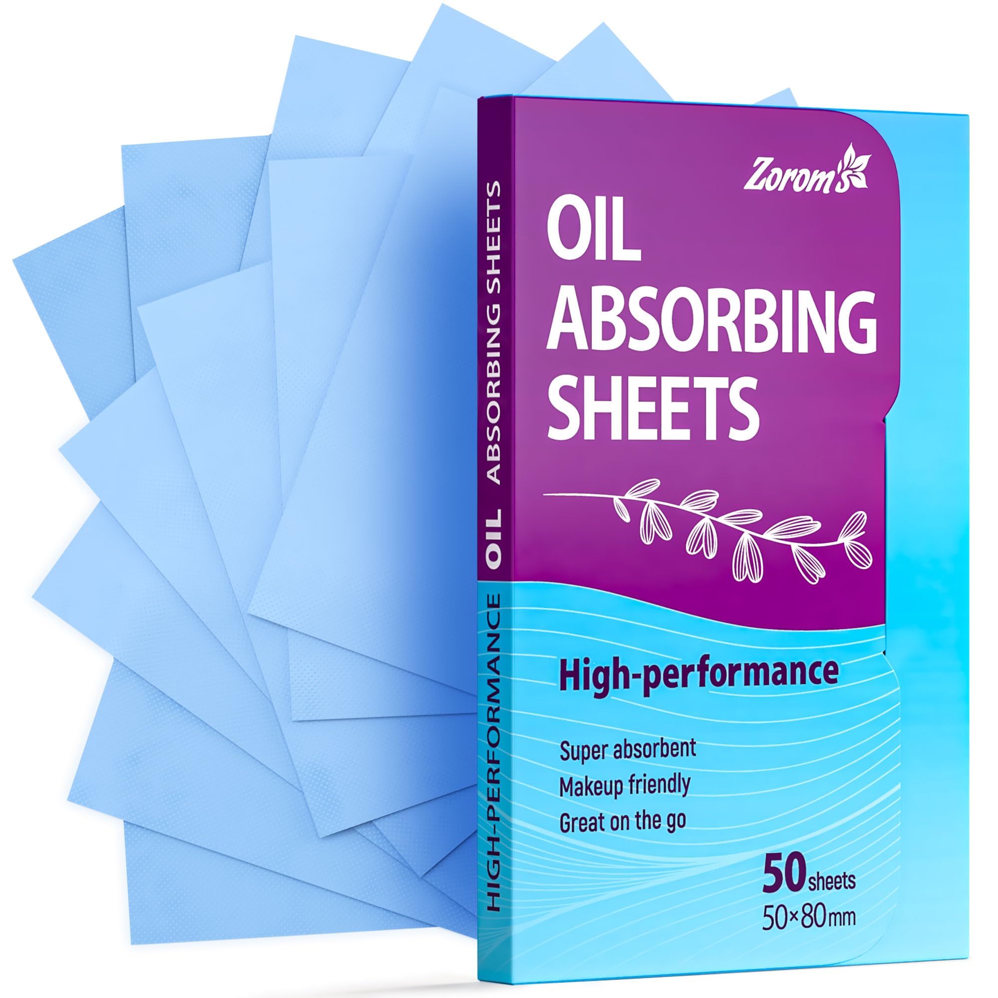 Hojas absorbentes de ZOROM'S para la cara, 50 hojas, acabado mate y natural.