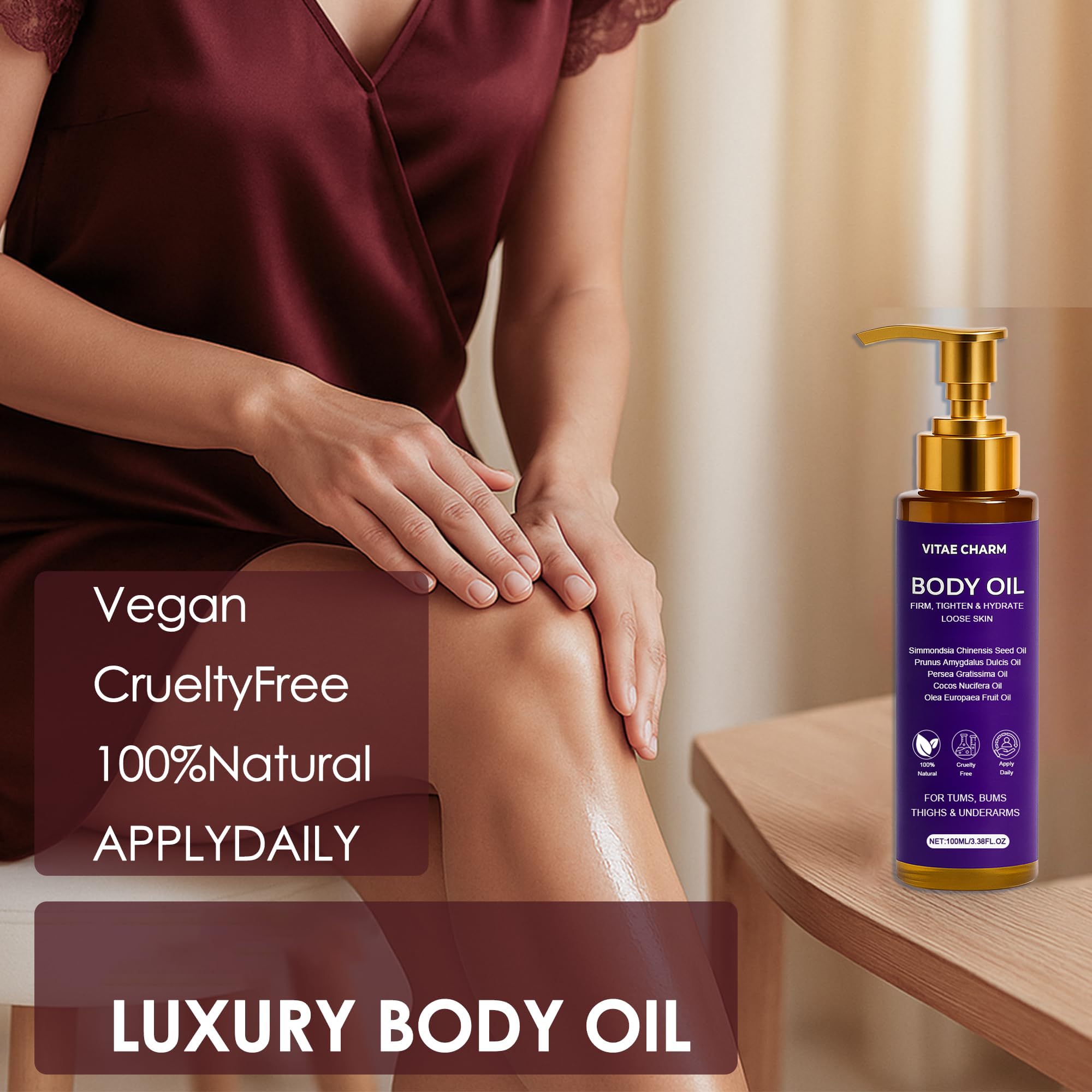 Lifestyle spa-like scene with Vitae Charm Oil routine