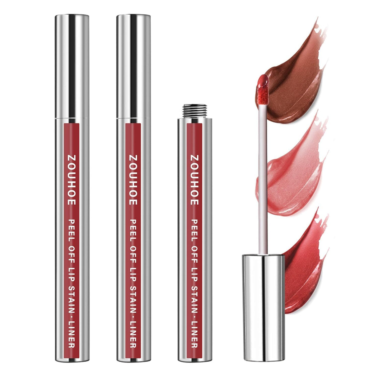 ZOUHOE Peel-Off Lip Stain soft pink swatch on lips for natural glow