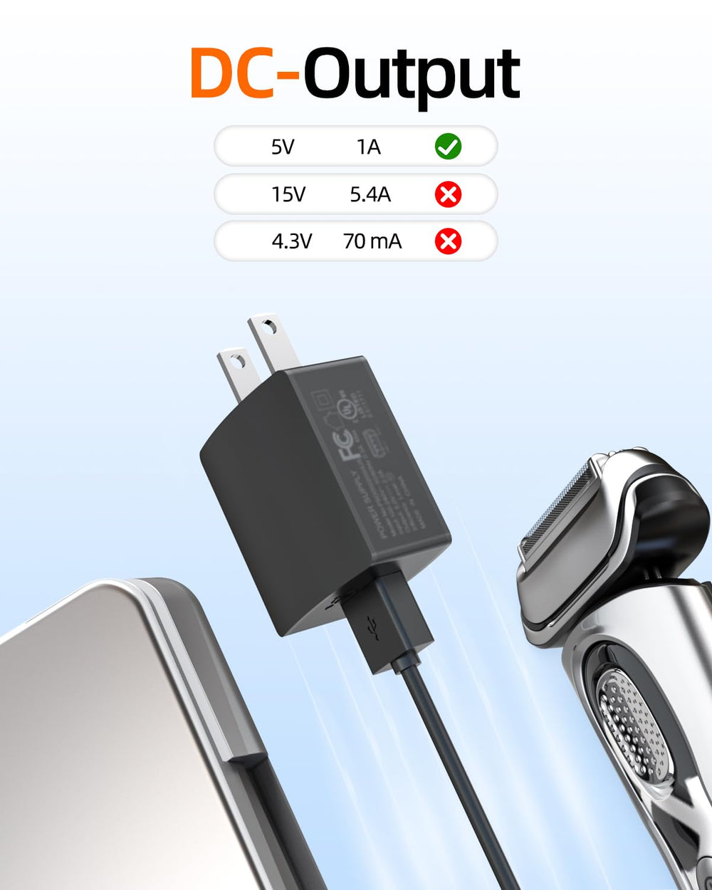 Zouxan cargador 5V para OneBlade QP6542/QP6552, diseño práctico