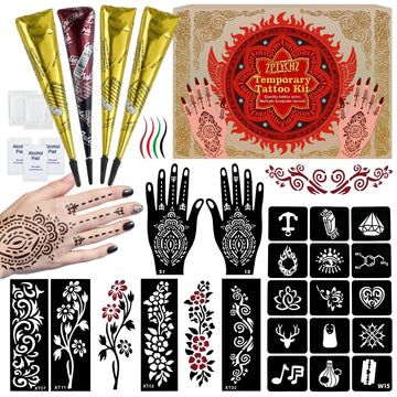 ZPTYCHZ kit tatuaje temporal con plantillas reutilizables para arte corporal rápido.