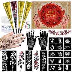 ZPTYCHZ kit tatuaje temporal con plantillas reutilizables para arte corporal rápido.