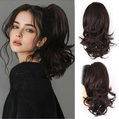 ZQIAN BEAUTY extensión con pinza, rizado marrón, aporta volumen natural.