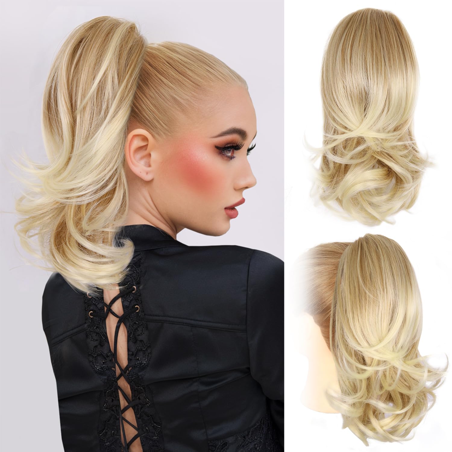 ZQIAN BEAUTY extensión de coleta rizada de catorce pulgadas para volumen visible