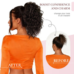 Extensión pelo sintetico ZQIAN BEAUTY marrón oscuro, fácil clip.