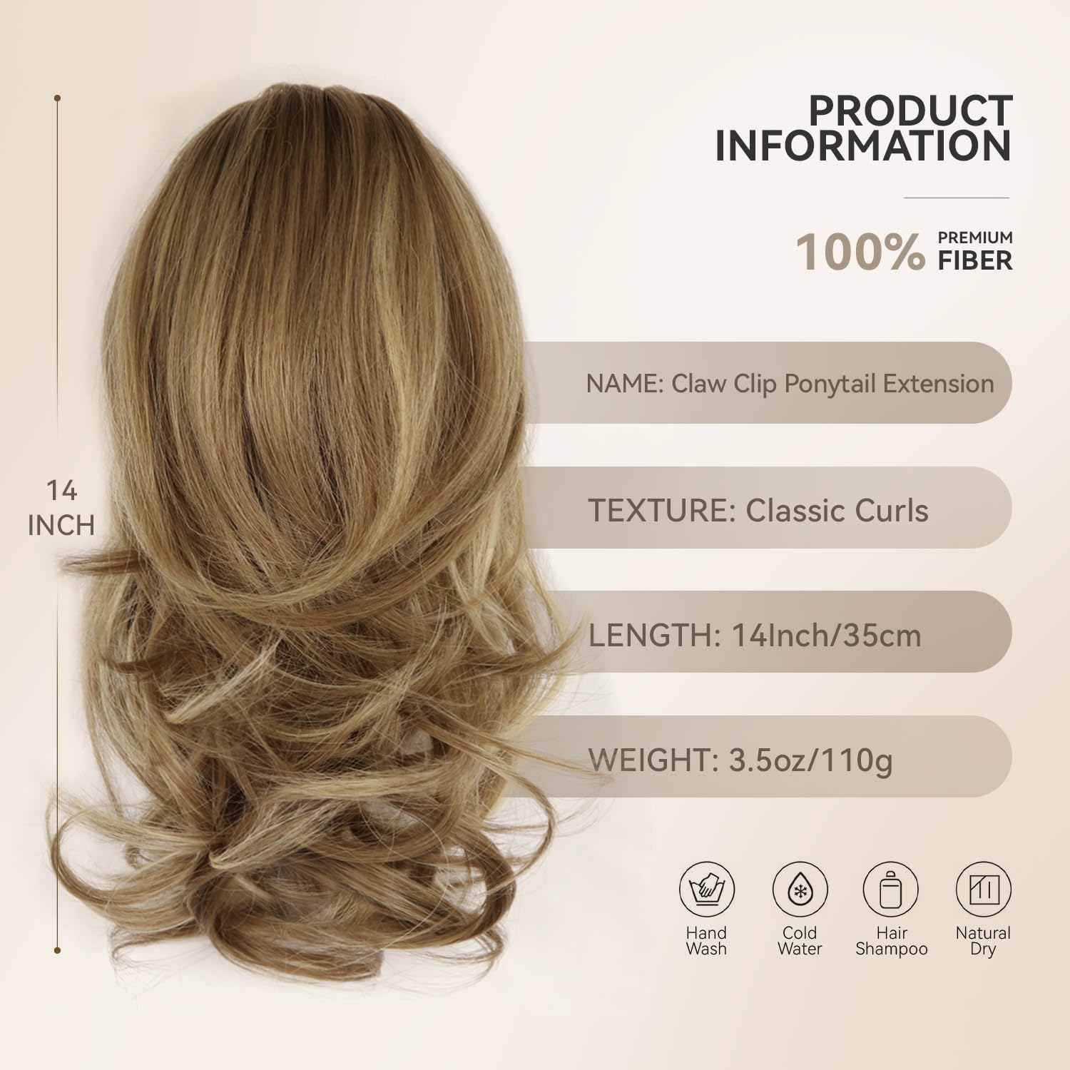 ZQIAN BEAUTY cola de cabello con pinza garra ofrece acabado natural y cómodo.