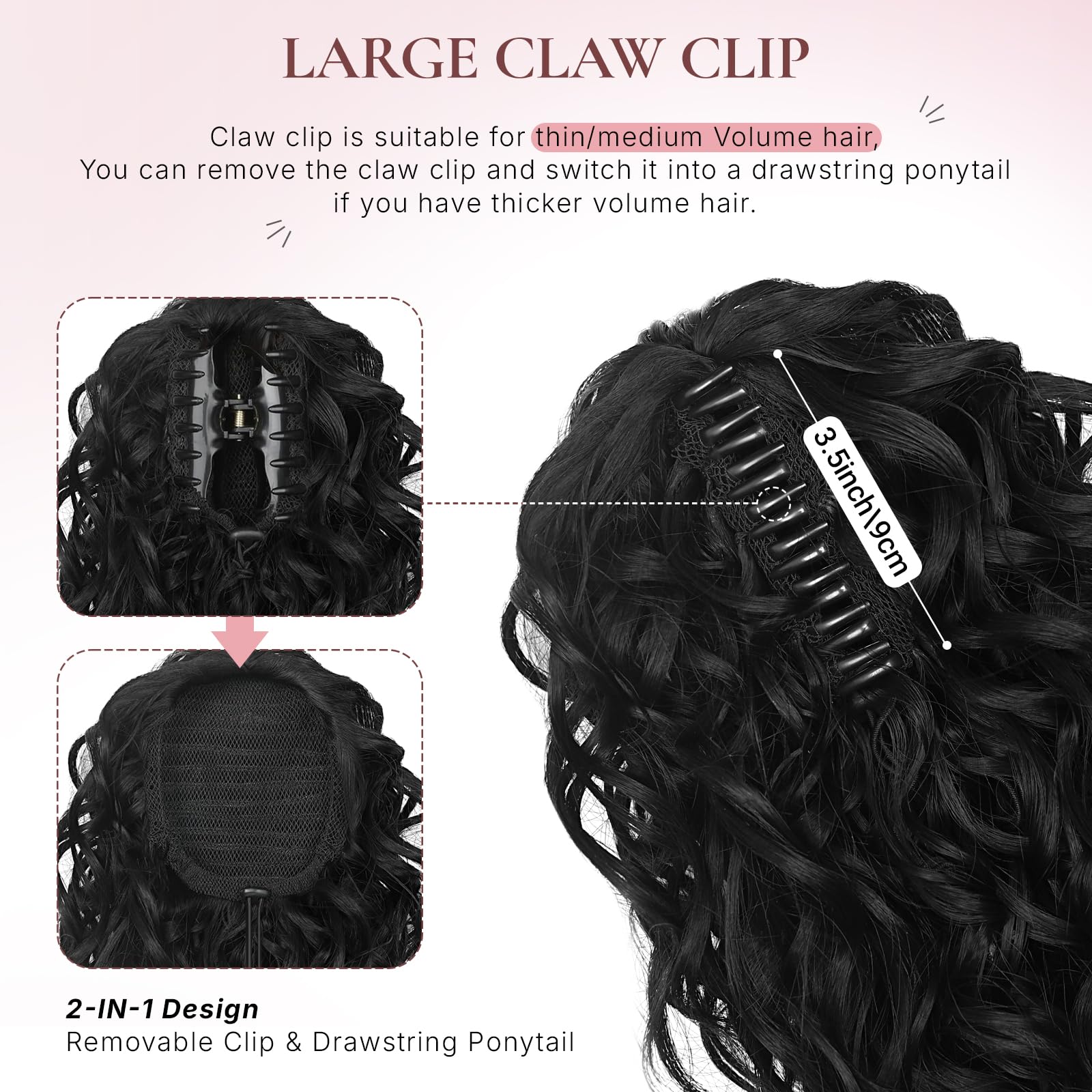 Poni con clip ZQIAN BEAUTY, look instantáneo para eventos.