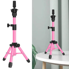 ZQIAN BEAUTY, soporte para peluca trípode rosa, ideal para exhibir peinados en clase.