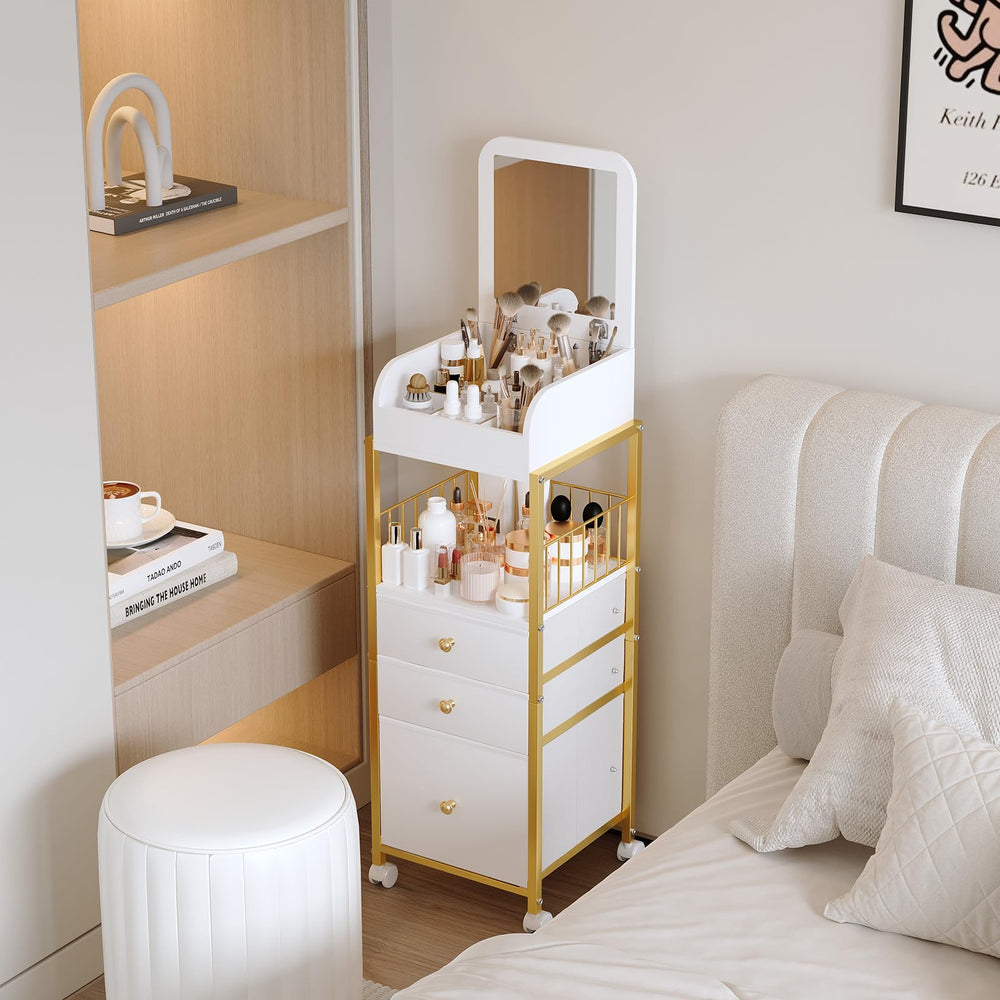 ZQUYAJ carrito móvil para tocador, ideal para dormitorios y salones pequeños.