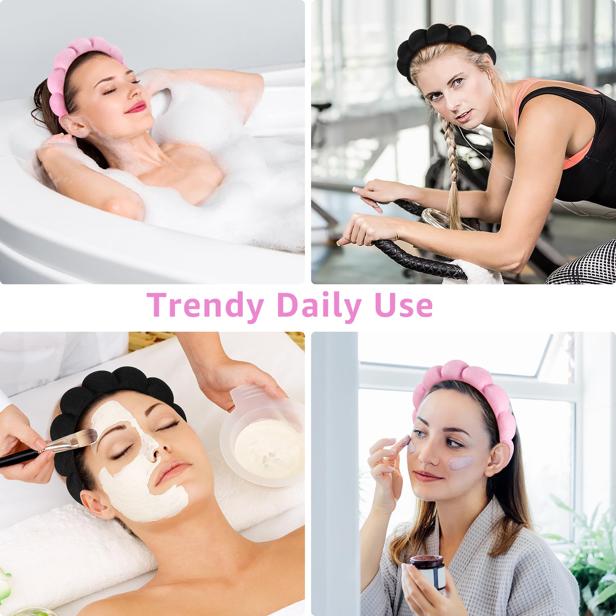Banda Ztomine negra para lavado facial, suave y absorbente; evita salpicaduras.