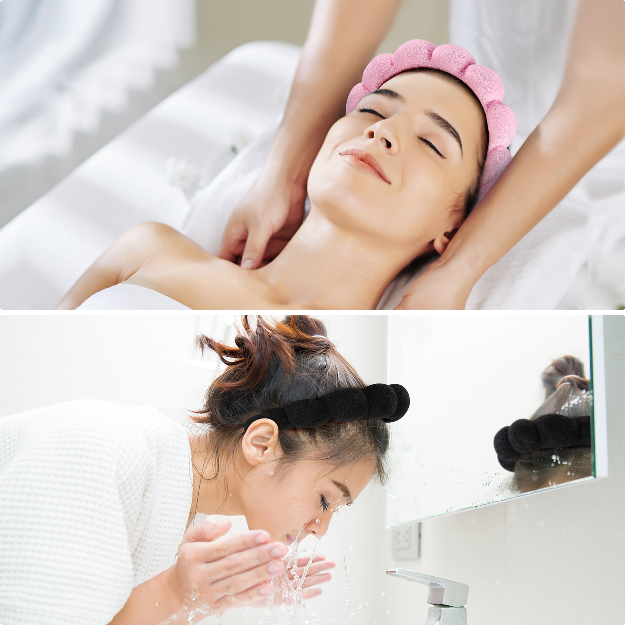 Banda rosa Ztomine para maquillaje cómodo y sin enredos.