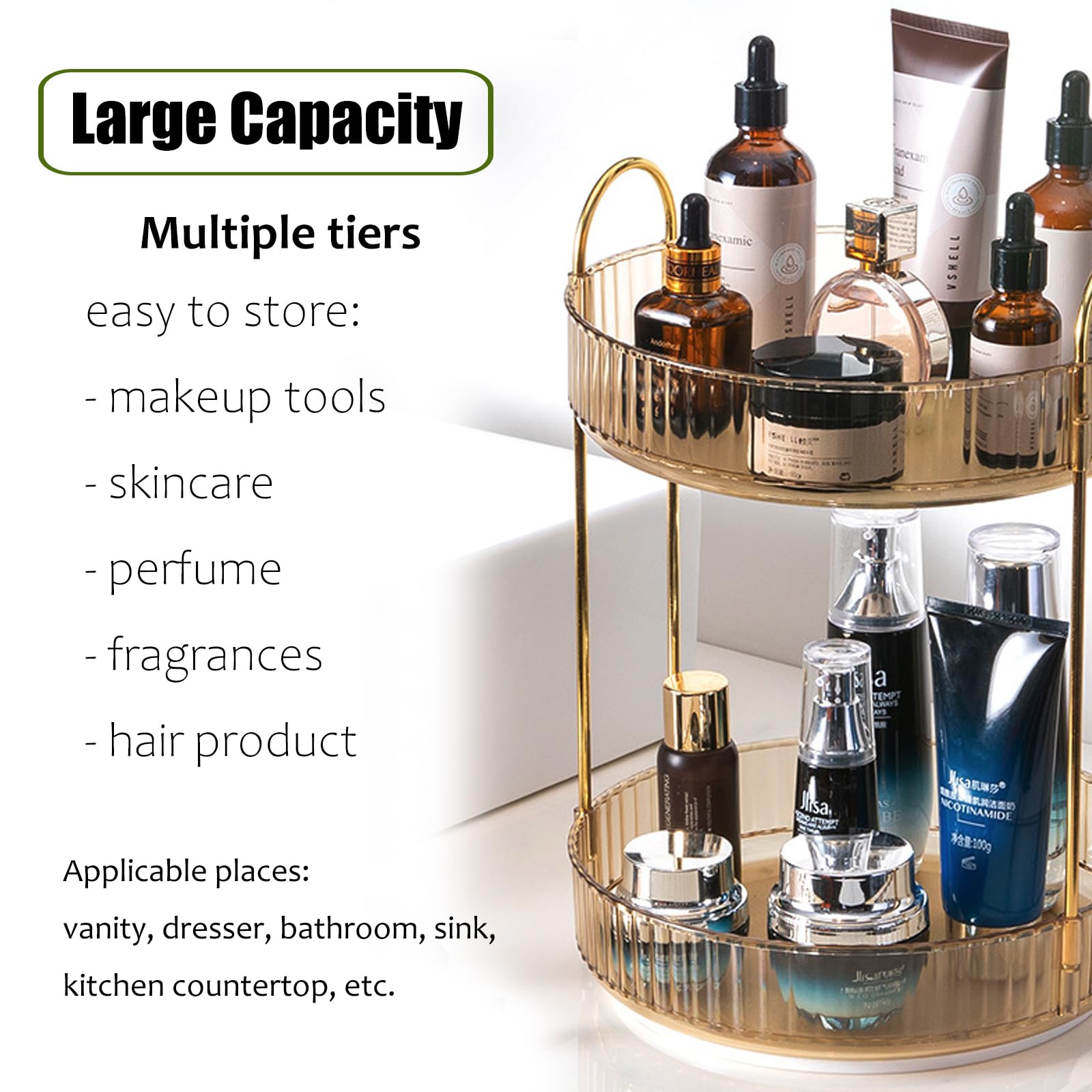 Zufudo organizador para cosméticos y perfumes en dos niveles, mantiene orden.