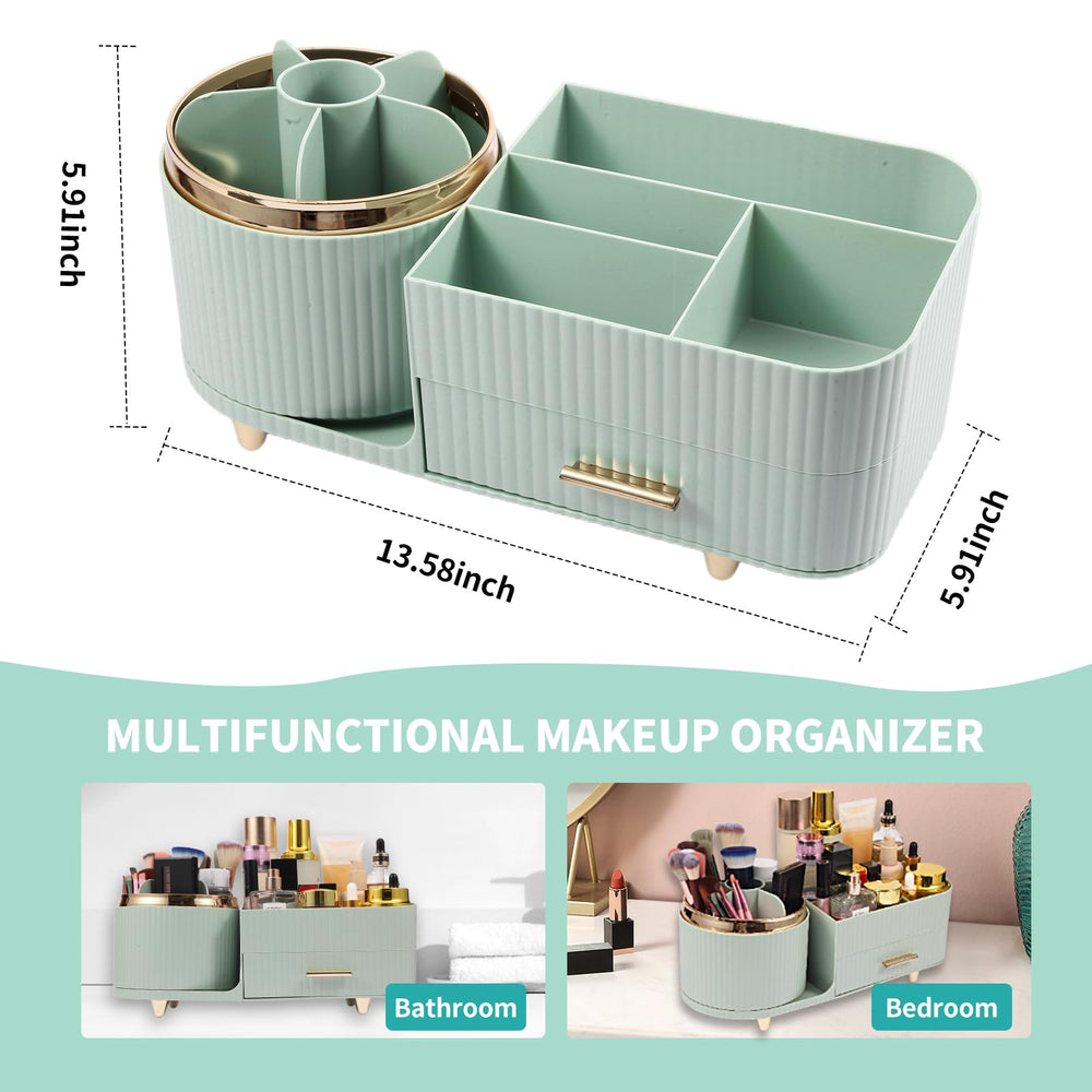 Zufudo organizador con cajón, acceso rápido a cosméticos y accesorios.
