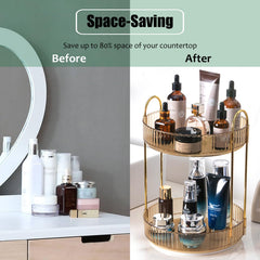 Zufudo organizador de maquillaje dos niveles, optimiza espacios en el tocador.