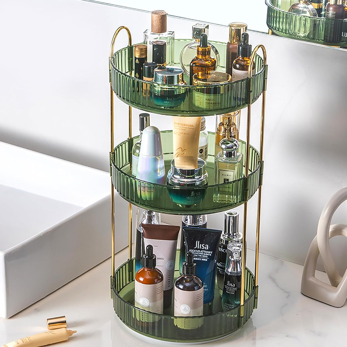 Organizador Zufudo con giro de 360° para maquillaje y cuidado de la piel.