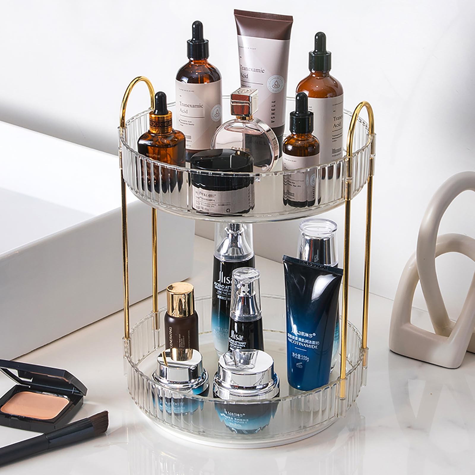 Zufudo organizador maquillaje rotatorio 360°, acceso rápido a cosméticos