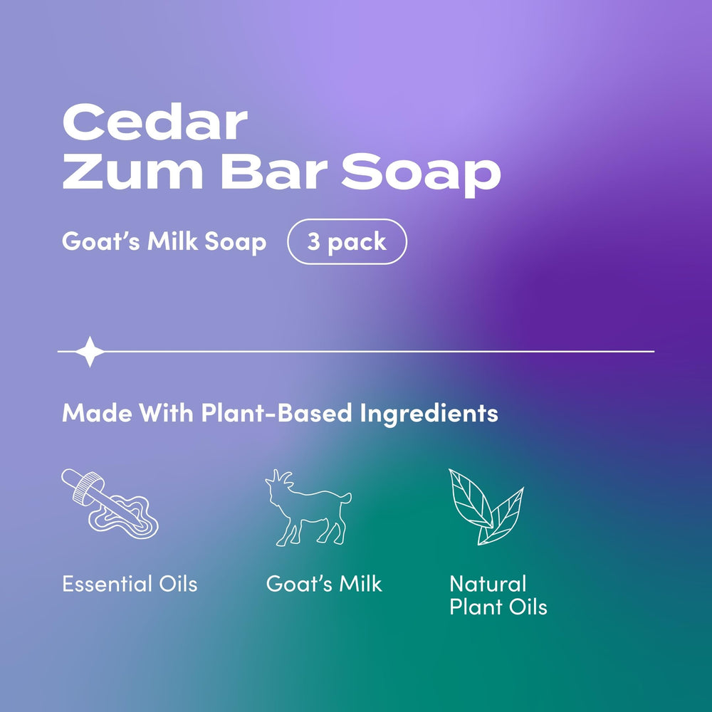 Zum barra jabón leche cabra cedro, textura cremosa para manos suaves.