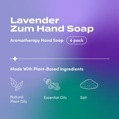 Savon mains lavande Zum Indigo Wild, bouteille élégante et parfum lavande.