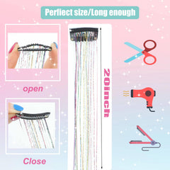 Zuolabty tinsel para cabello, longitud 50 cm lista para adaptar a tu peinado