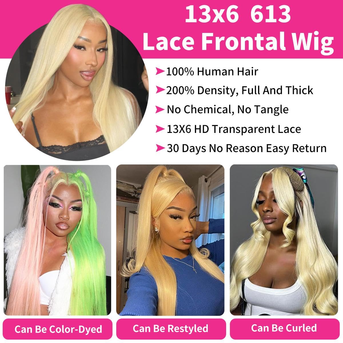 ZWJSH 613 13x6 lace front, tono blonde para looks versátiles.