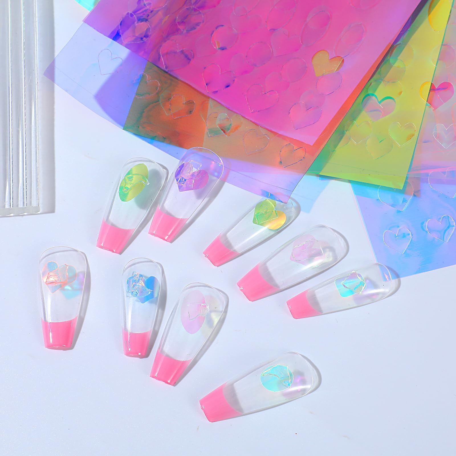 Pegatinas Zyghjort foil láser con forma oval para uñas.