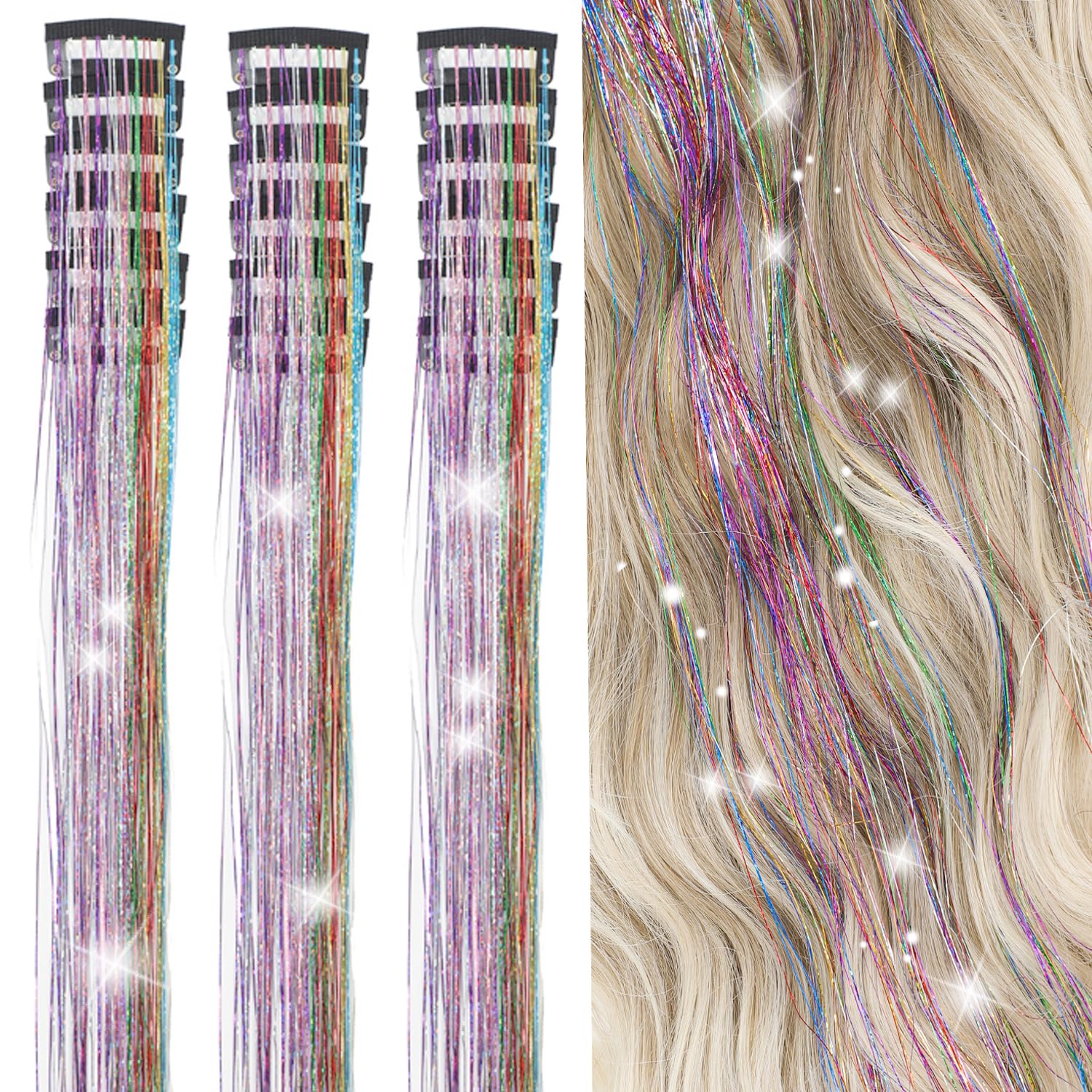ZYXQZYX Kit de lentejuelas para cabello 18 piezas: brillo festivo y fácil aplicación