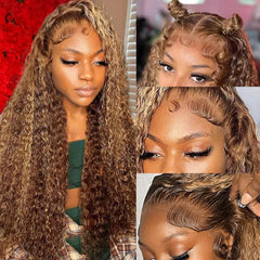 ZZMDS 30 pulgadas, onda profunda, encaje frontal para un look suave